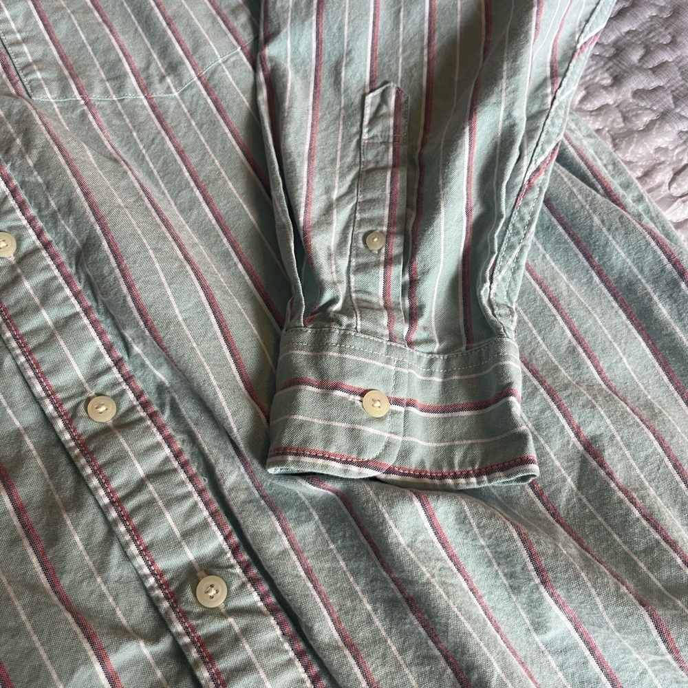 American Eagle Outfitters Mint and Red Striped Shirt - Picture 3 of 10